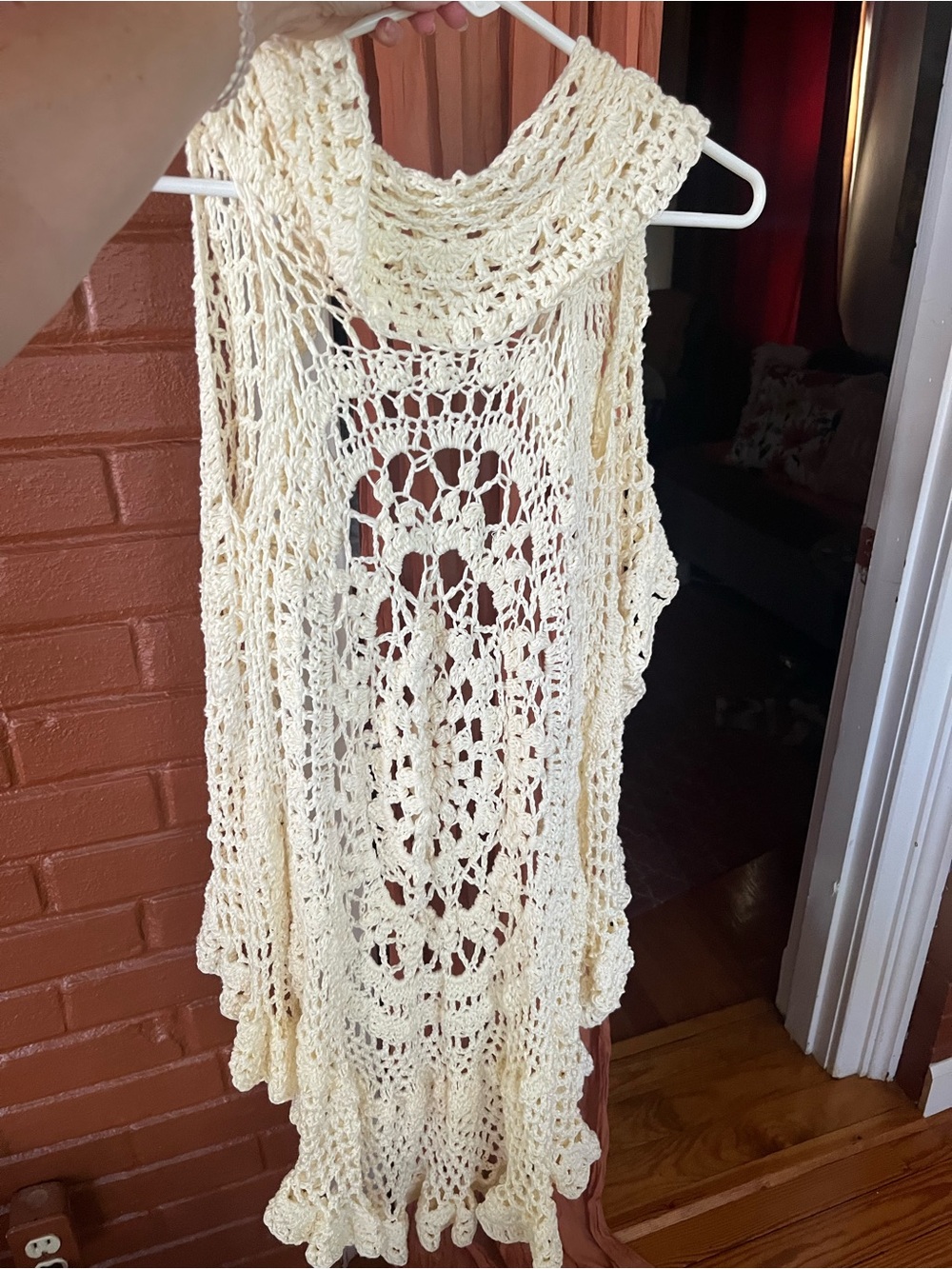 Handmade Crochet Open Vest - Cream